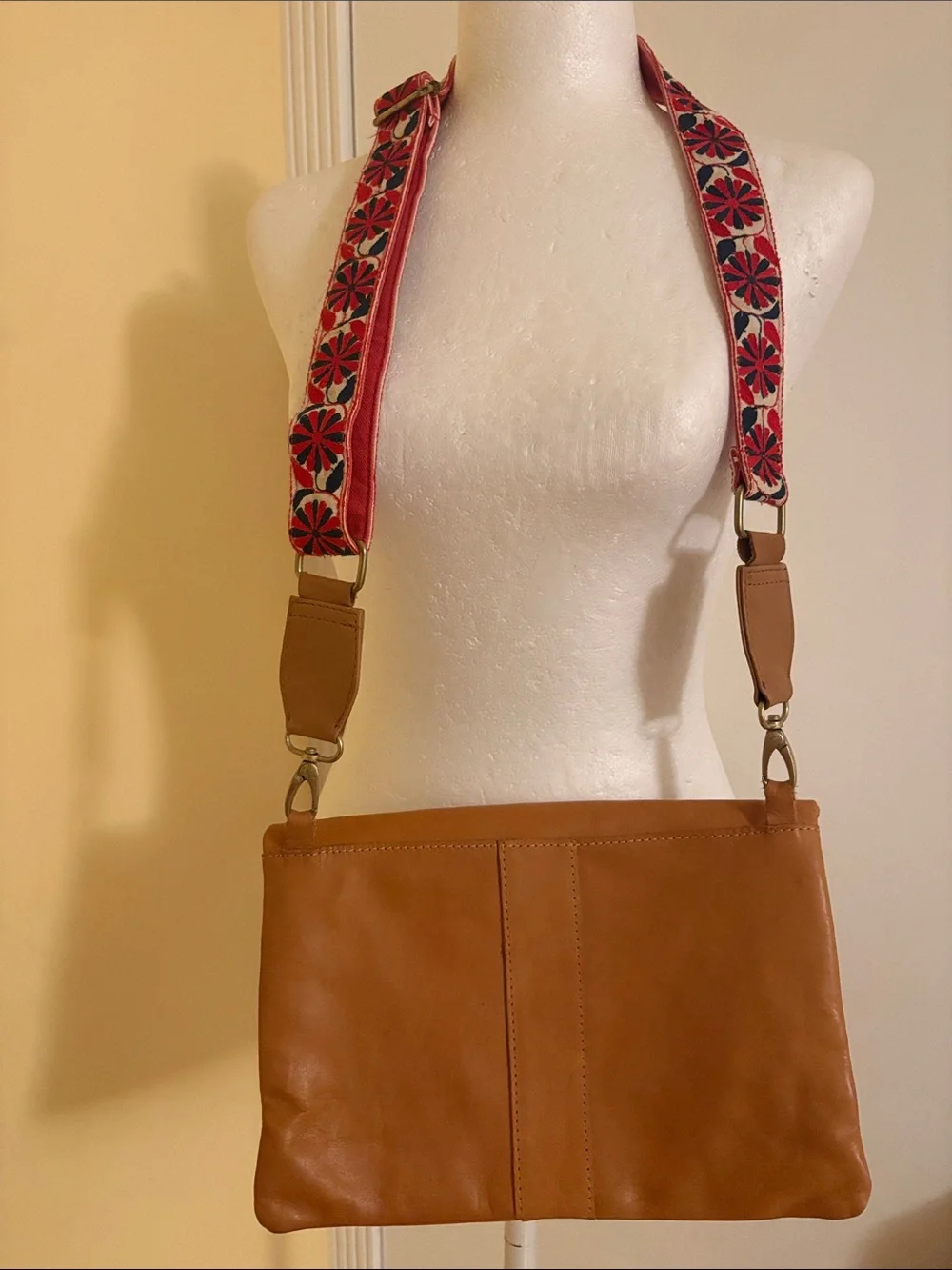 Noonday Collection Tan Fold-Over Crossbody Bag